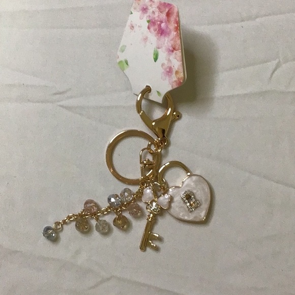 Chic Gold and Pink Key & Card Holder Charm - Picture 1 of 4
